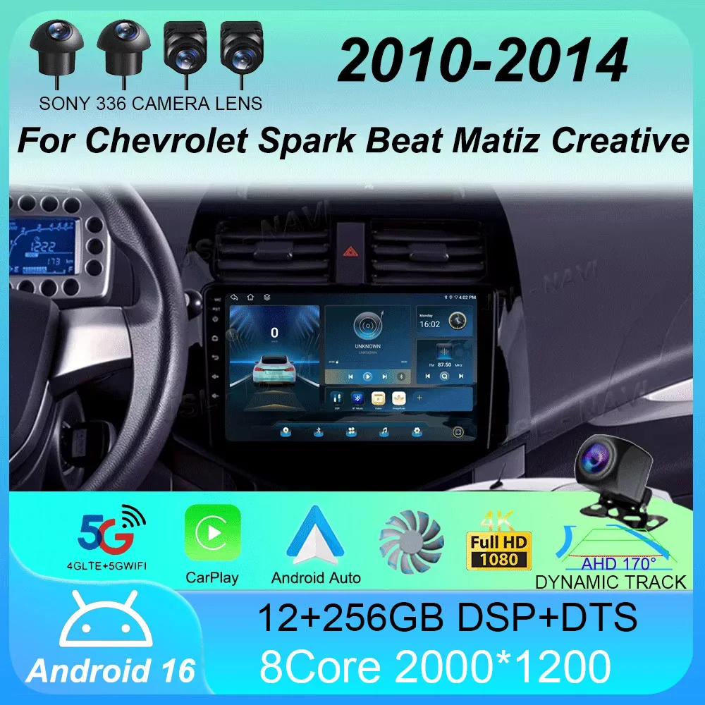 Android 16 Carplay For Chevrolet Spark Beat Matiz Creative 2010 2011 2012 2013 2014 Multimedia Player Car Radio GPS 2din Stereo
