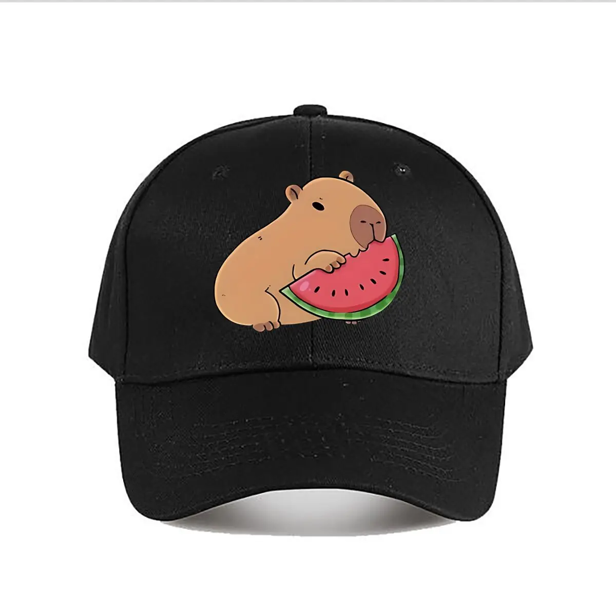 Capybara Eating Watermelon Vinyl Sticker Baseball Cap Fashion Men Sunhat Women's Outdoor Sports Snapback Cap