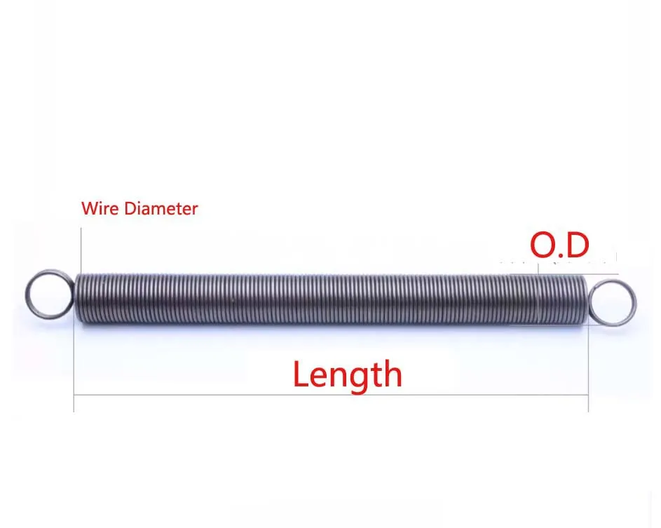 Length 300mm Double-coil L-shaped Tension Spring Steel Wire Tension Closed Loop Tension Spring O.D: 10mm 12mm 13mm 14mm ~ 50mm