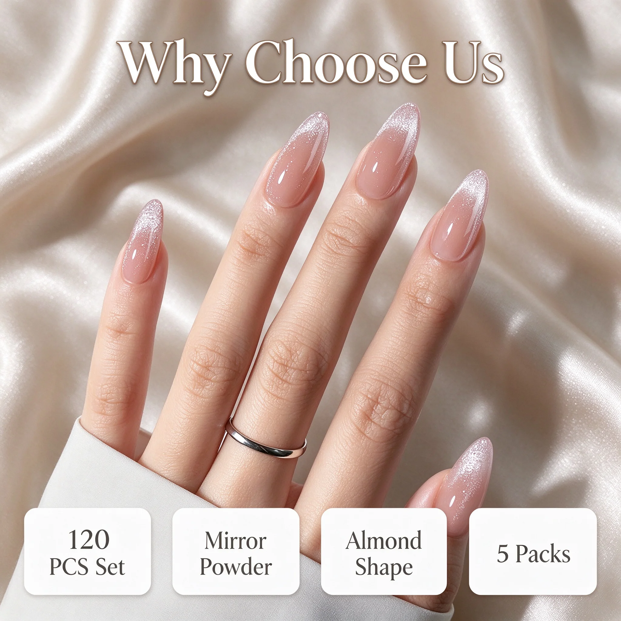 120Pcs Medium Almond Nude Cat Eye Press On Nails. Upgrade Your Manicure with Elegant, Detachable False Nails. Ideal Gift