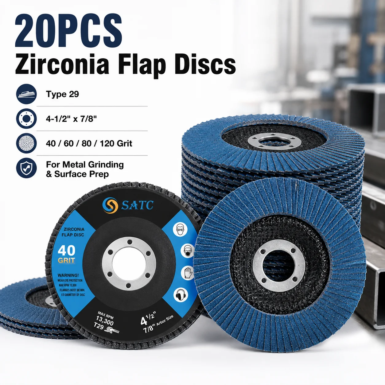 10PCS Flap Disc 115 mm Zirconia Alumina Grinding Wheel Type 29 40 60 80 120 Grit Abrasive for Angle Grinder Metal Sanding