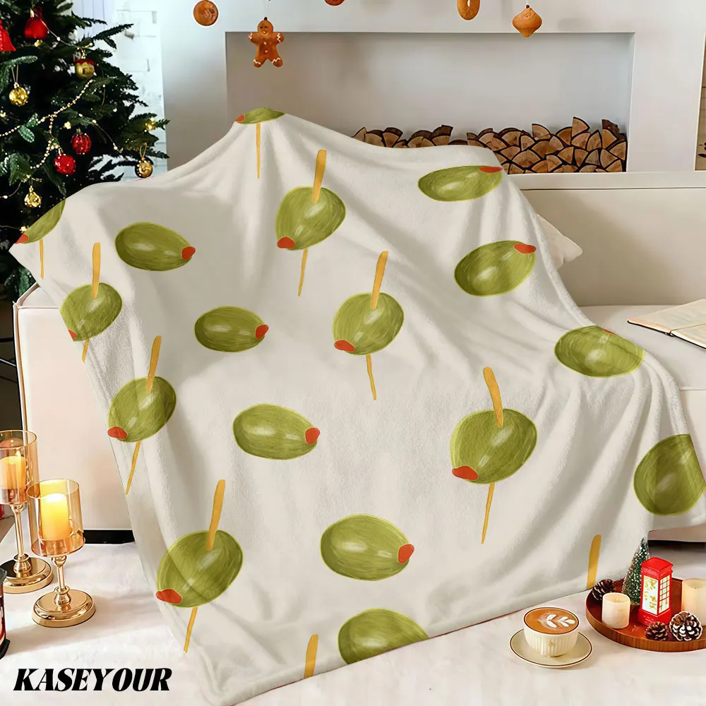 Olive Appetizer Winter Summer Flannel Blanket Throw Fleece Soft Fuzzy Plush Cozy Fleece Blankets for Sofa Ideal Gifts