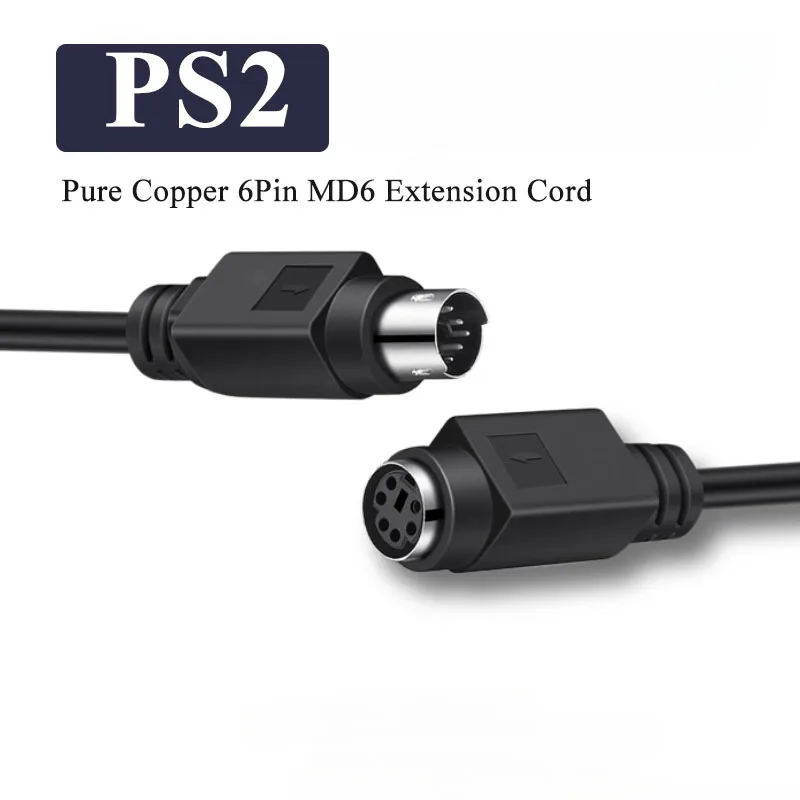 Pure Copper PS/2 PS2 Extension Cord Mouse Keyboard Extension Cable Head Round Male to Male to Female 6 Pin MD6 Pin Extender
