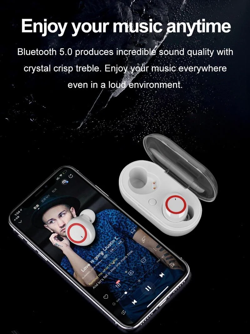 TWS Bluetooth Earphone Binaural Call In Ear 5.0 True Wireless Stereo Headset Smart Touch Easy Pairing Earbuds Charging Case Y50