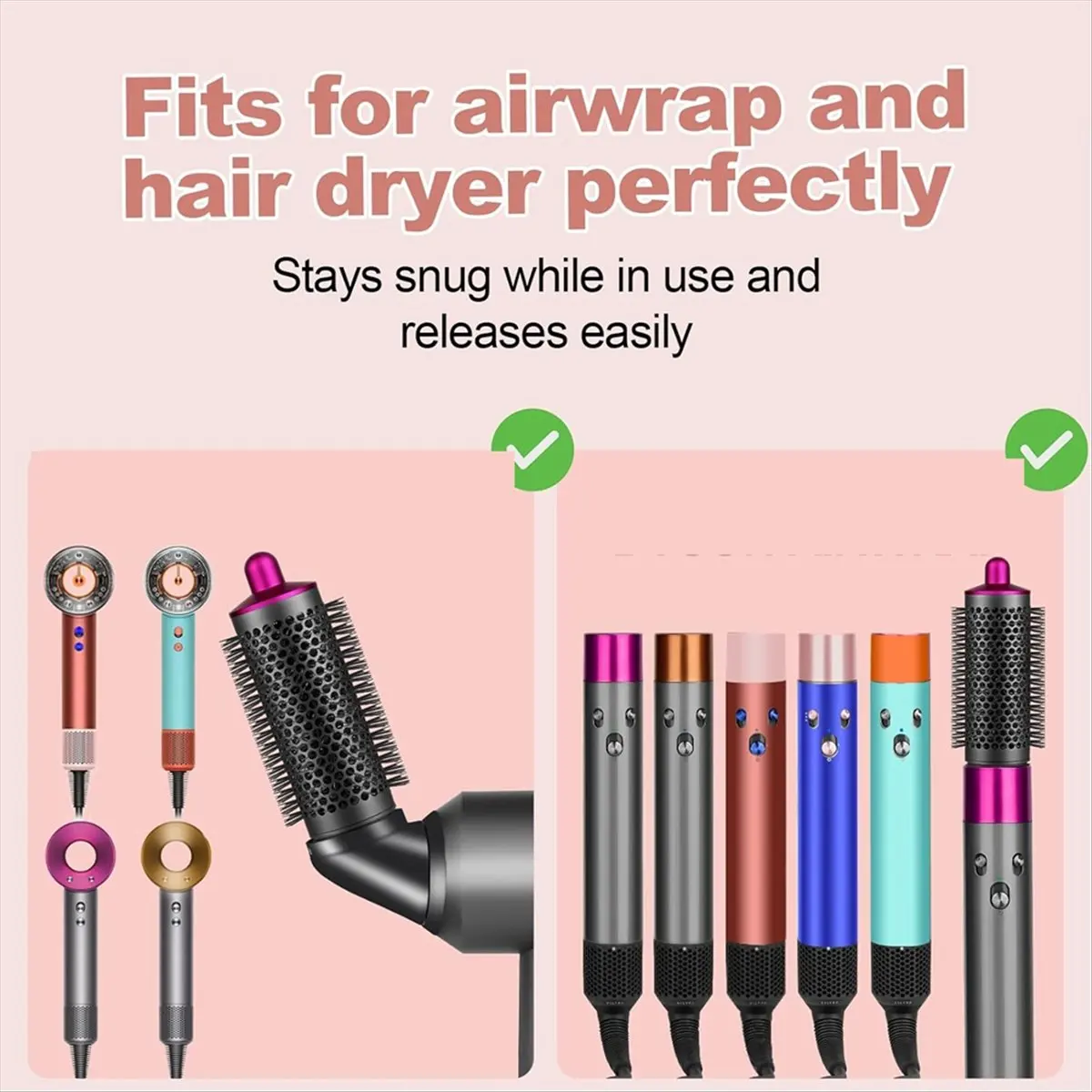 【Newest AT03】Round Brush Attachment for with Adaptor for Hair Dryer Accessories, Round Volumizing Brush
