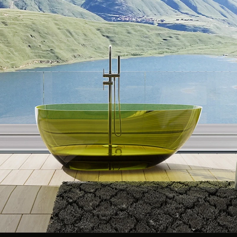 

Pure acrylic goose egg transparent bathtub household color resin Internet celebrity small apartment hotel double adult bathtub