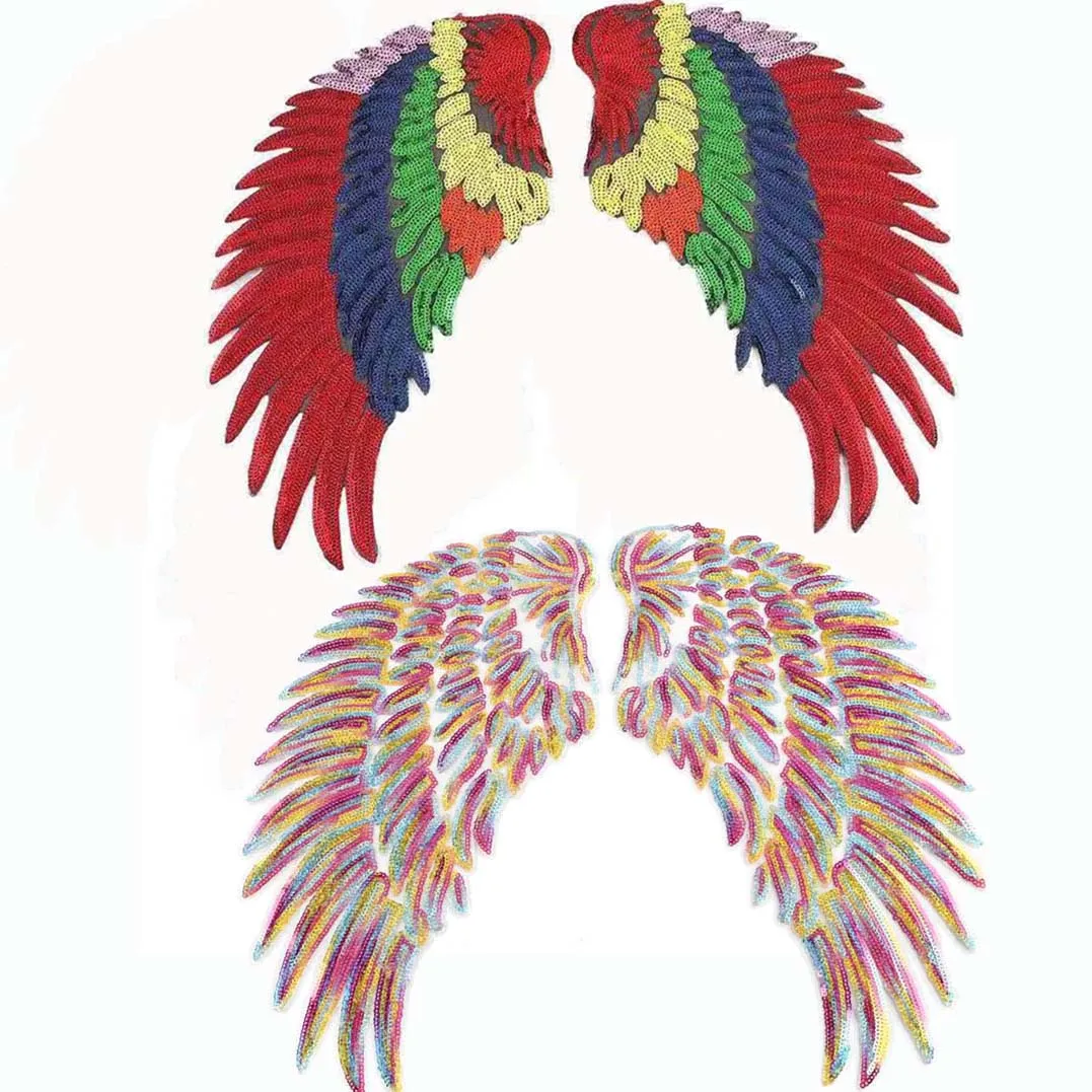 1Pair=2PCS/ Angel Wings Sequins Embroidery Applique Iron On Patches,Fairy Wings Patch Stickers Thermocollants For Clothing