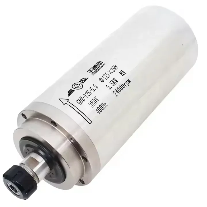 GDZ-125-5.5 12A 220V 24000rpm Stone Carving High Speed ER25 CNC Router Spindle Motor Water Cooler Spindle 5.5KW