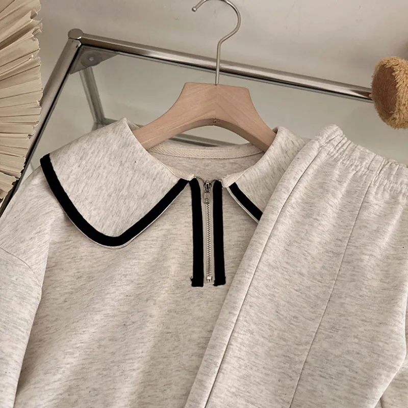Humor Bear Girls\' Spring and Autumn Korean Fashion Baby Doll Neck Long-sleeved Hoodie+Pants Two Piece Set Casual Outfit 3-7Y