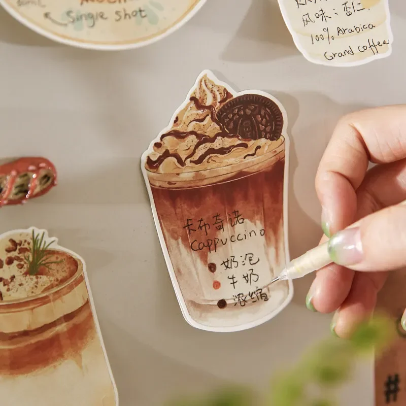 30pcs Coffee Series Theme Student Message Office Notes Handbook Decoration Label