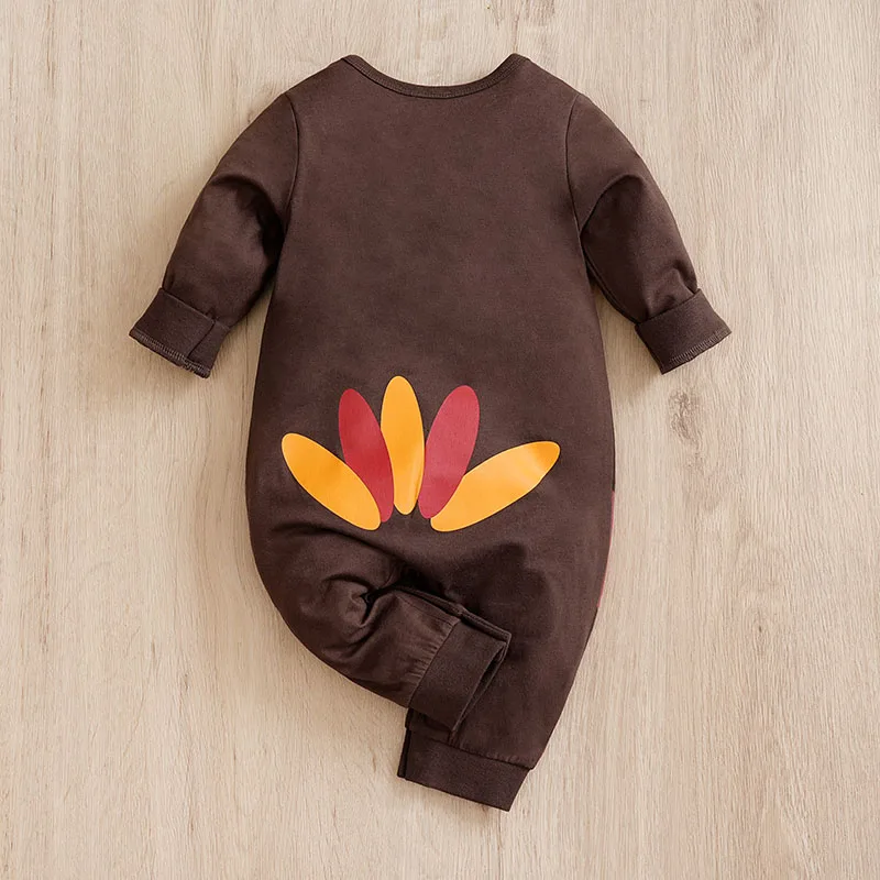 Thanksgiving Day Outfit Turkey Infant Baby Boys Clothes Toddler Onesies Costume Romper Jumpsuit 0-18 Months Long Sleeves Newborn