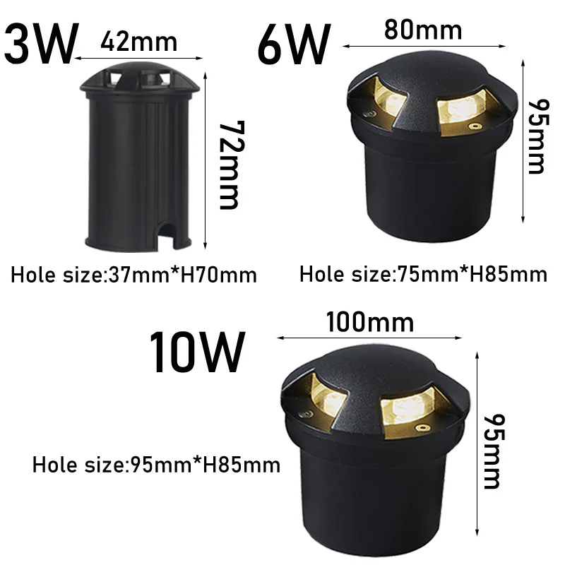 LED Garden Light Spotlights Outdoor Waterproof Recessed Underground Lamp Floor Landscape Lighting IP67 AC110V220VDC12V 3W 6W 10W