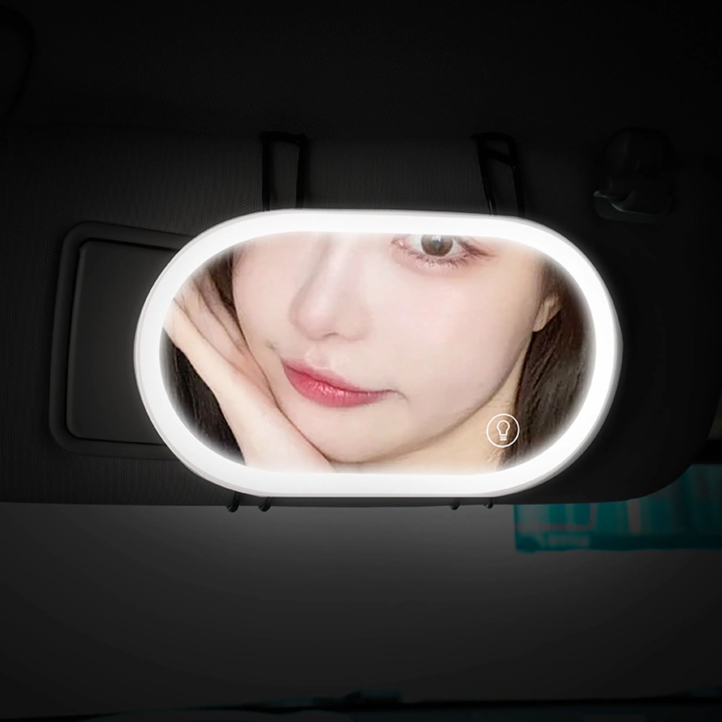 New LED Rear View Mirror Sun Visor LED Mirror Chargable Mirror Make up Mirror with LED Rim White Gray Pink Green Frame