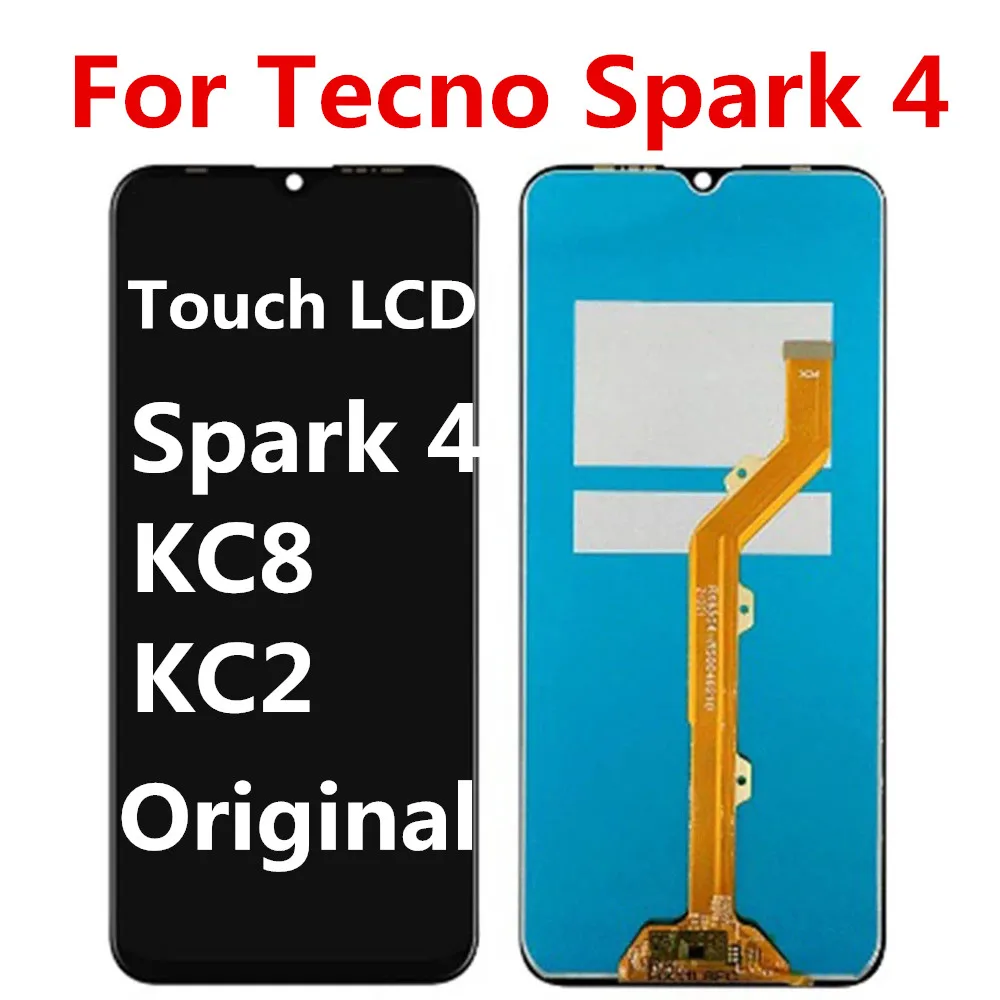 

6.52inch Original For Tecno Spark 4 KC8 KC2 LCD Display Touch Screen Digitizer Assembly For Tecno KC8 LCD Repair Parts