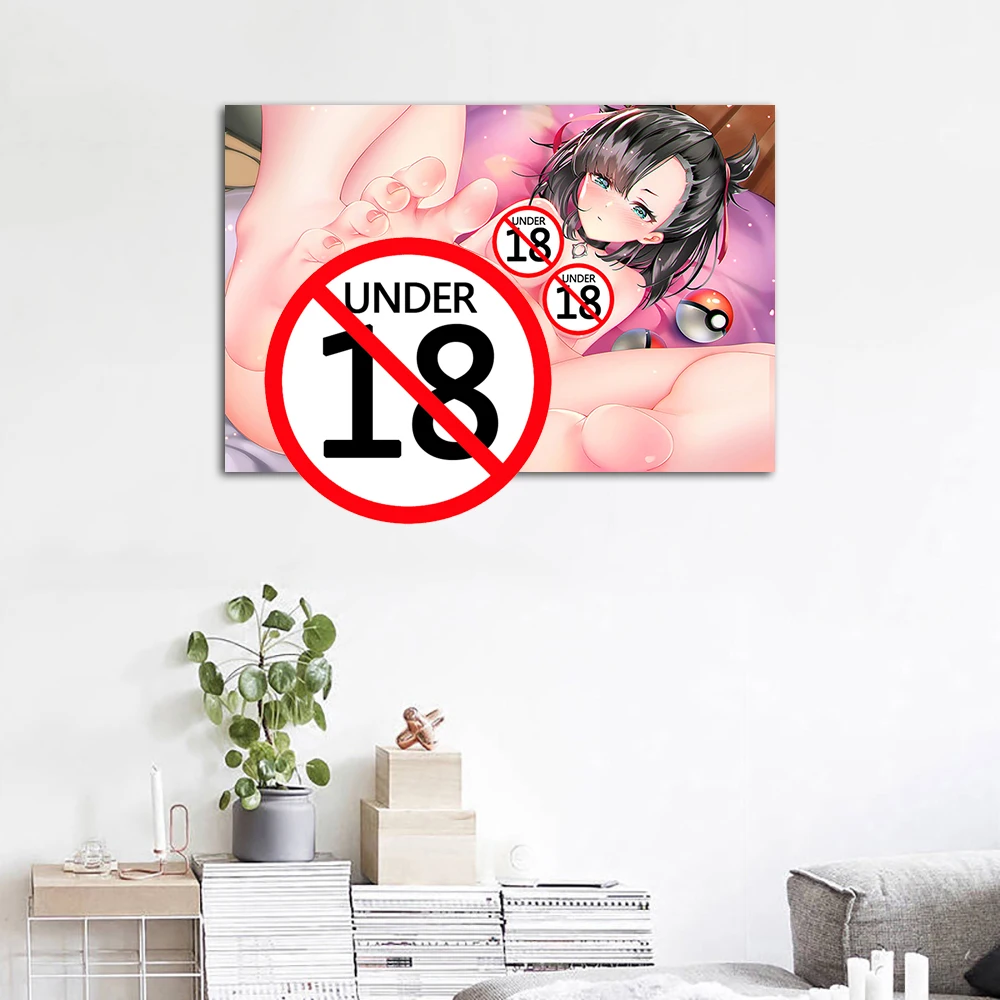 Cartoon Naked Beauty Barefoot Girl Canvas Painting Adult Anime Posters and Prints Wall Art For Home Bedroom Decor No Frame