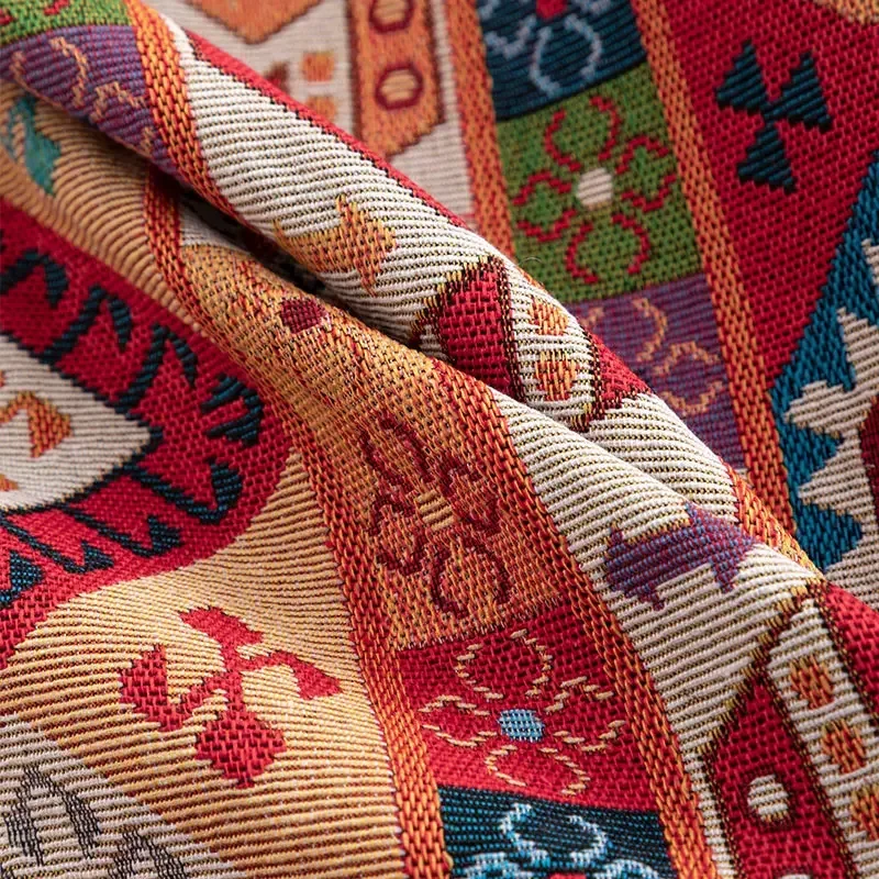 yes150x100cm Boho Jacquard Fabric Cloth Curtain Tablecloth Ethnic Style Sofa Cover Cloths Hand Reinforced Fabrics Diy Clothing