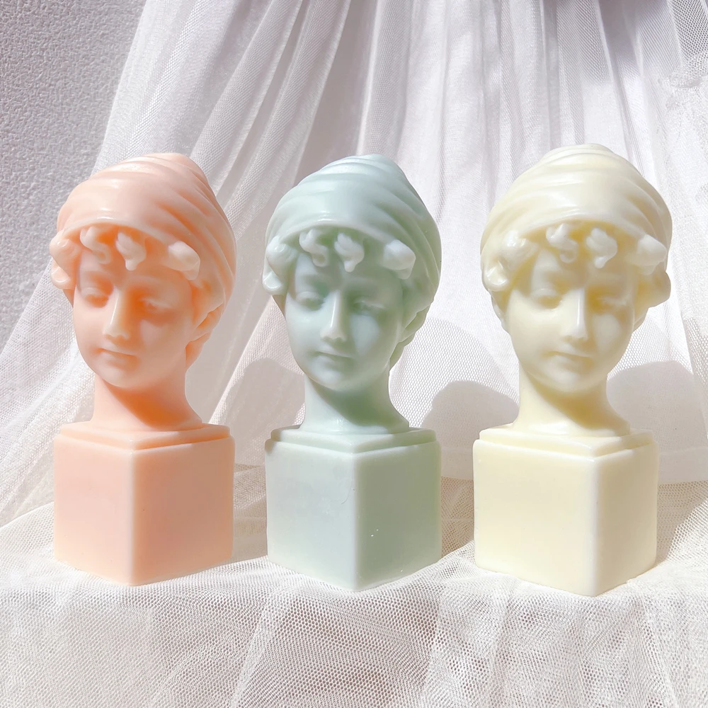 

Cute Little Girl Bust Statues Head Sculpture Figurine Silicone Mould Greek Mythology Artists Home Decor Candle Mold