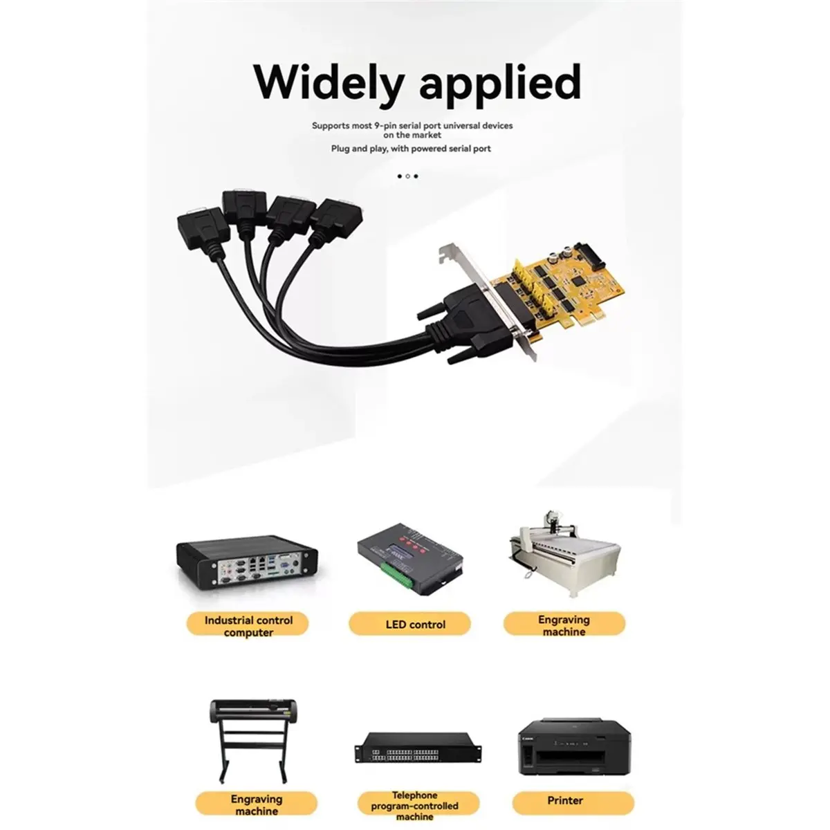 PCle1X to 4 Serial Port RS232 Adapter Card AX99100 Chip PCIE Expansion Serial Card Riser Card 9Pin Power Supply