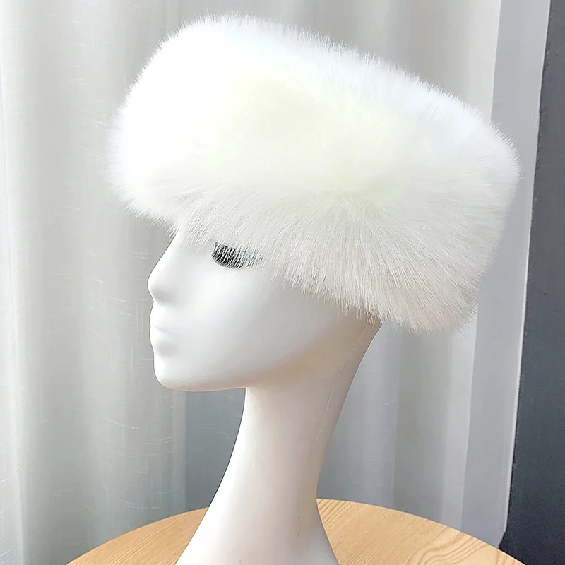 Plush Fur Hairband Winter Thick Fluffy Headband for Women Men Russian Furry Earmuffs Elastic Turban Wide Headwear Ski Hats