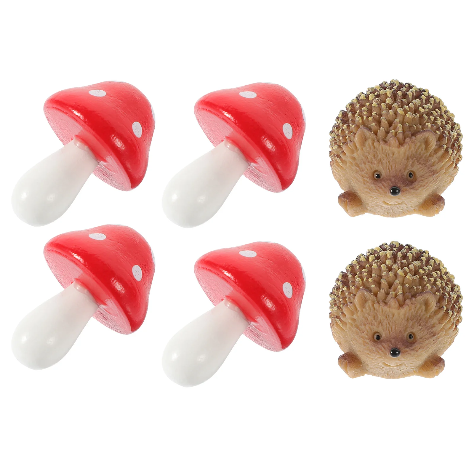 

1 Set Of Resin Hedgehog Mushroom Figurines Mini Garden Decor Fairy Landscape Ornaments For Yard Bonsai Desktop Easter Decoration