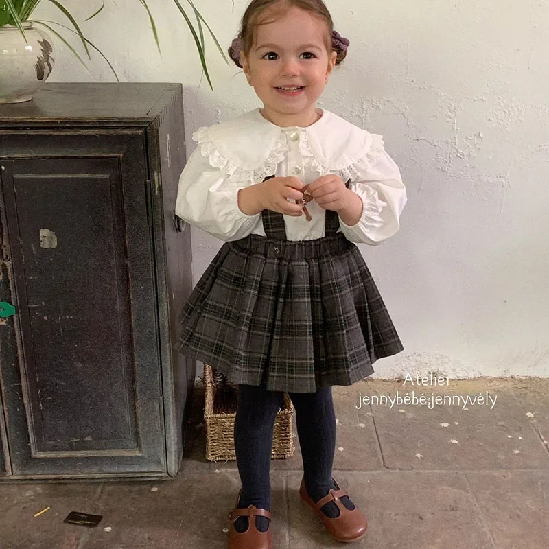 2025 New Autumn Infant Baby Girls Clothing Set Long Sleeved Cotton Shirt Sleeveless Grid Jumpsuits Toddler Baby Clothes Suit