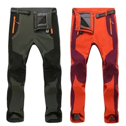 Unisex Winter Thickened Outdoor Pants Windproof Waterproof Lightweight Softshell Wear-resistant Hiking Camping Climbing Trousers