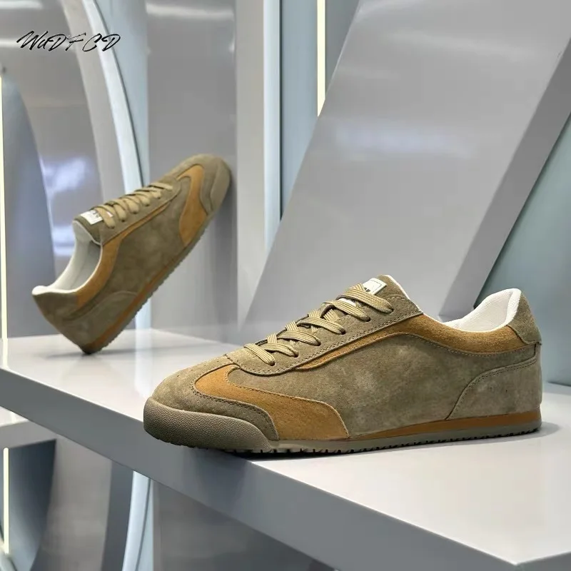 

Кроссовки Повседневные мужские дизайнерские кроссовки в стиле ретро Модные кожаные дышащие туфли на плоской подошве Легко подходящие кроссовки для вождения