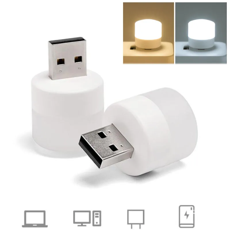 Small 5V USB port Book reading Lights Pocket Mini LED Night Light bulb Lamp for camping Powerbank Charging Round Eye Protection