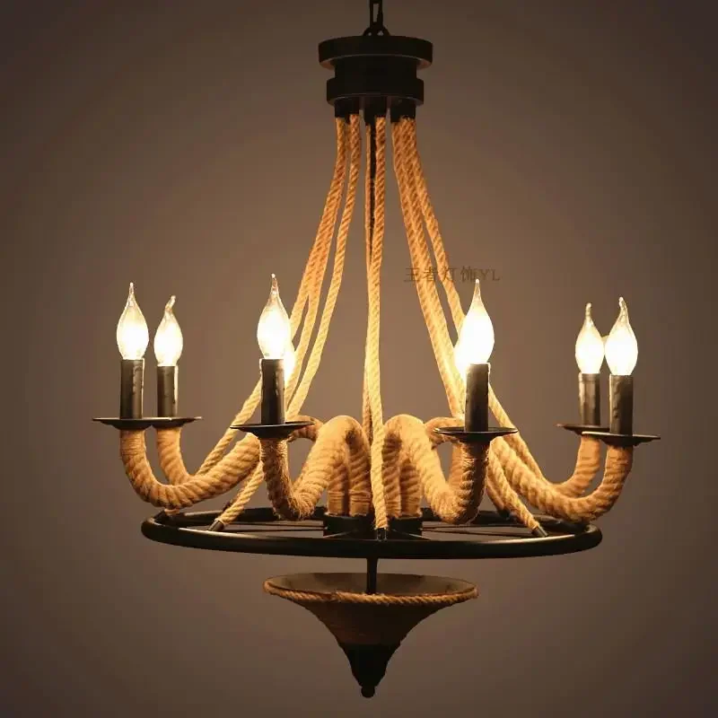 Industrial style chandeliers retro retro hemp lamp theme restaurant clothing store creative personality loft decorative lamps