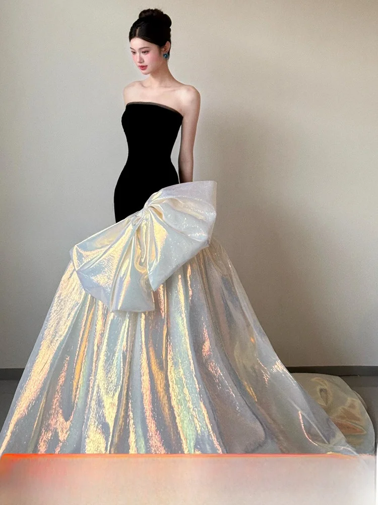 

High-End Strapl Evening Gown for Wedding Engagement Performance Birthday Adult Ceremony Fi Tail Drinking Costume