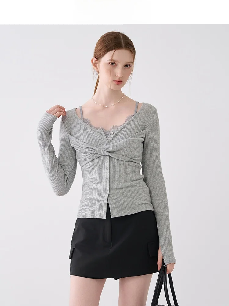 

Комплект майки с кружевом в стиле ретро, женская модная верхняя одежда, кардиган ort Sve V Ne на пуговицах Ele Sle, осенняя одежда