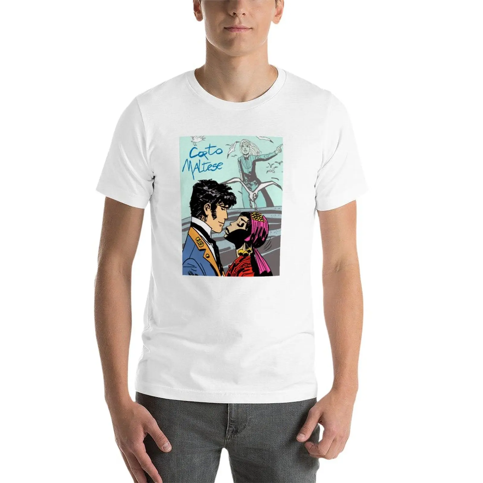 New Corto Maltese - Kissing Girl T-Shirt Short sleeve anime clothes custom t shirt graphic t shirts mens funny t shirts