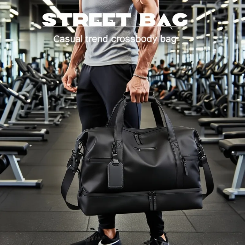 

Сумка для спортзала и путешествий из ПУ, 1 шт., складная, с отделением для обуви и влагонепроницаемым карманом, легкая, для тренировок, поездок на выходные и ручной клади