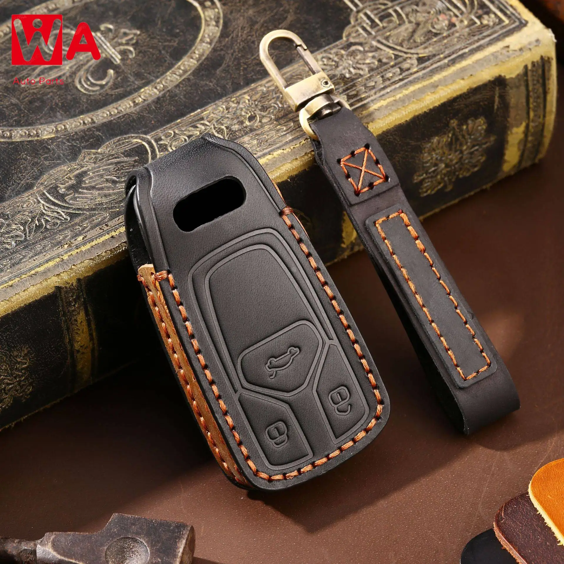 

Luxury Car Key Case Cover Leather Fob Protector Accessories Keychain For Audi A6 A4L A5 A7 A8L Q7 Q8 A3 Keyring Shell Holder Bag