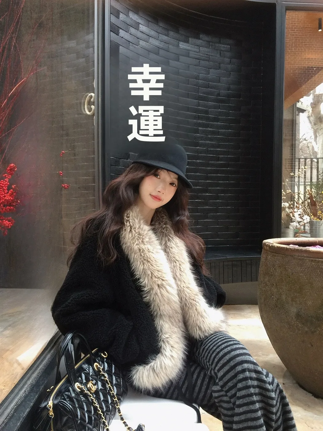 

Ibell Zhang Cloud Particle Fleece Thickened Warm Slimming Integrated Rabbit Fur Coat Casual Style Standard Version Long Sleeve