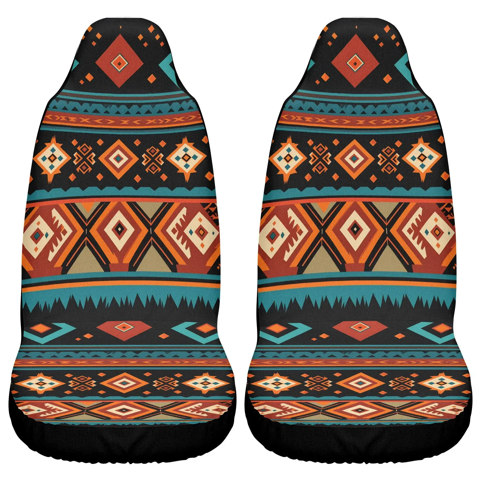 Car Seat Covers Black With Colorful Tribal Pattern For Car Interior Decoration