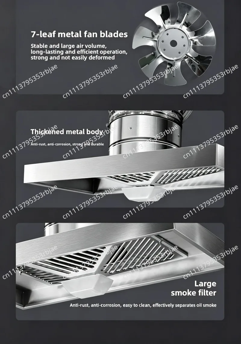 Household Stainless Steel Range Hood Powerful Exhaust Fan for Kitchen Duty Stainless Steel Exhaust Fan for Kitchen Smoke