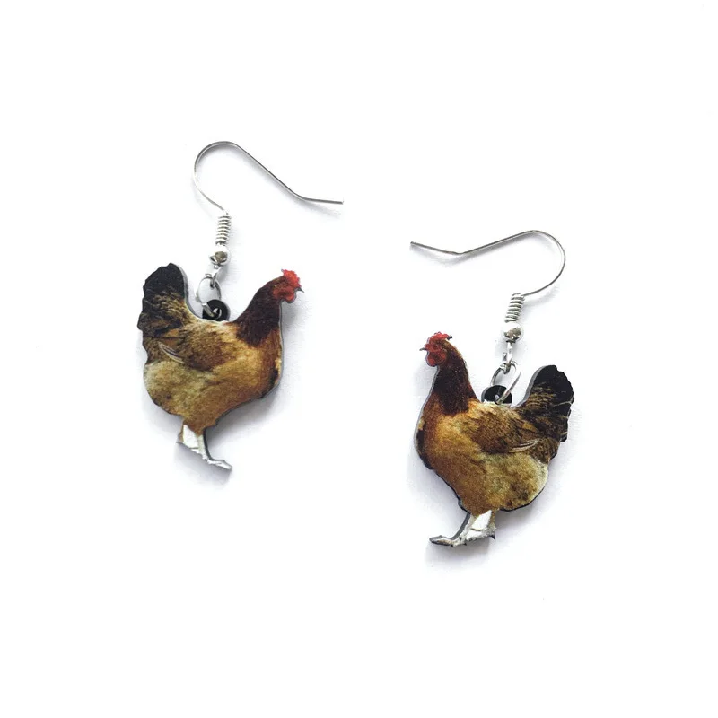 Cute Cow Fox Tiger Leopard Chihuahua Duck Lion Frog Hen Animal Snail Novel Acrylic Earrings Personalized and Creative Jewelry