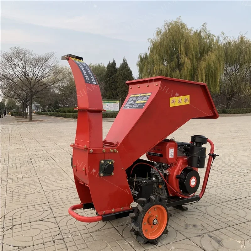 Electric tree mobile wood palm branch crusher pto wood chipper machine