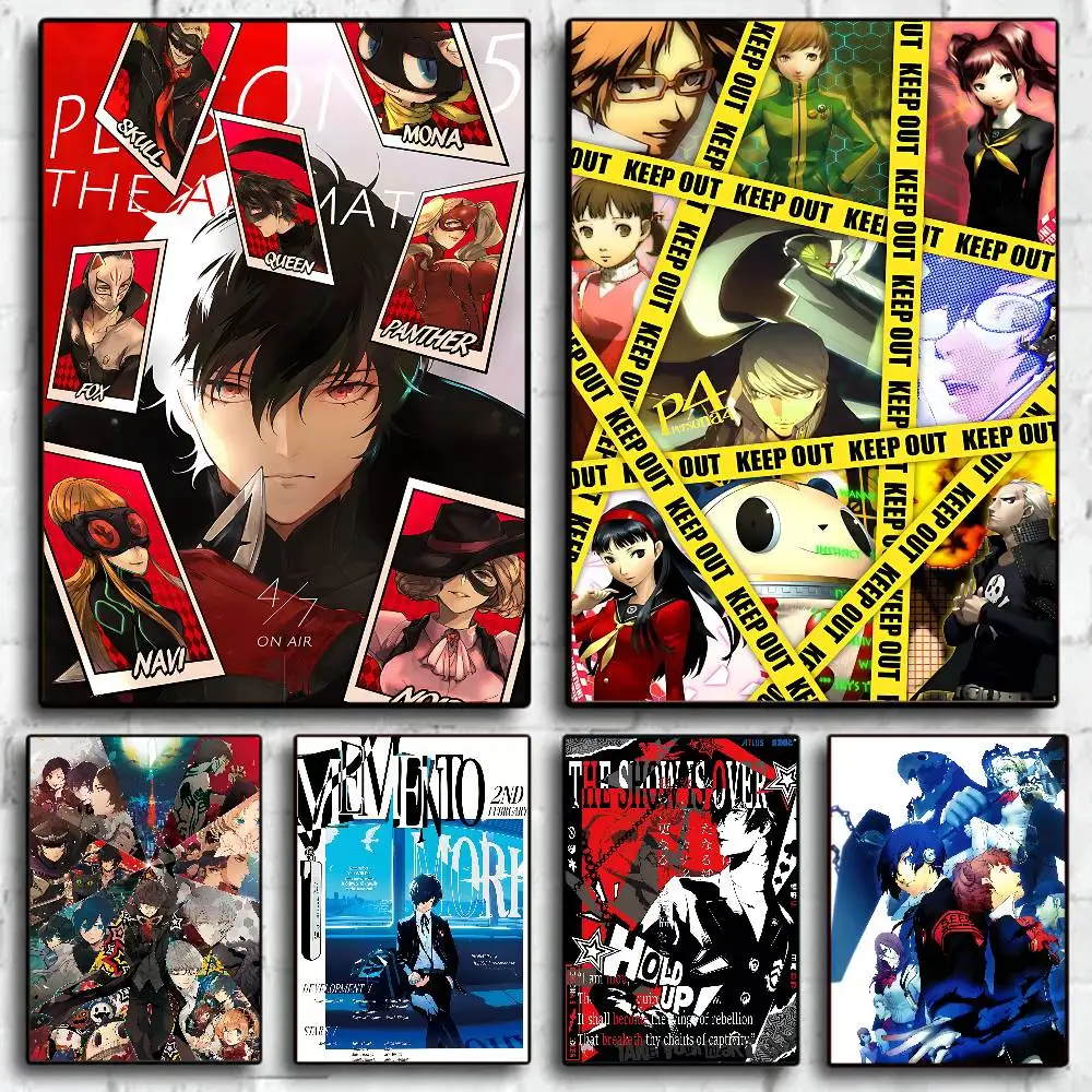 P-Persona 3 4 5 Royal Anima Game  Anime Posters Sticky HD Quality Wall Art Retro Posters for Home Kawaii Room Decor