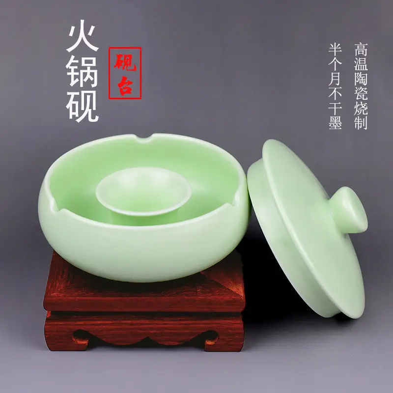 Hot Pot Inkstone Table With Cover Plate Non Dry Pool Tank Brush Pen Wash Station Four Treasures Special For Calligraphy