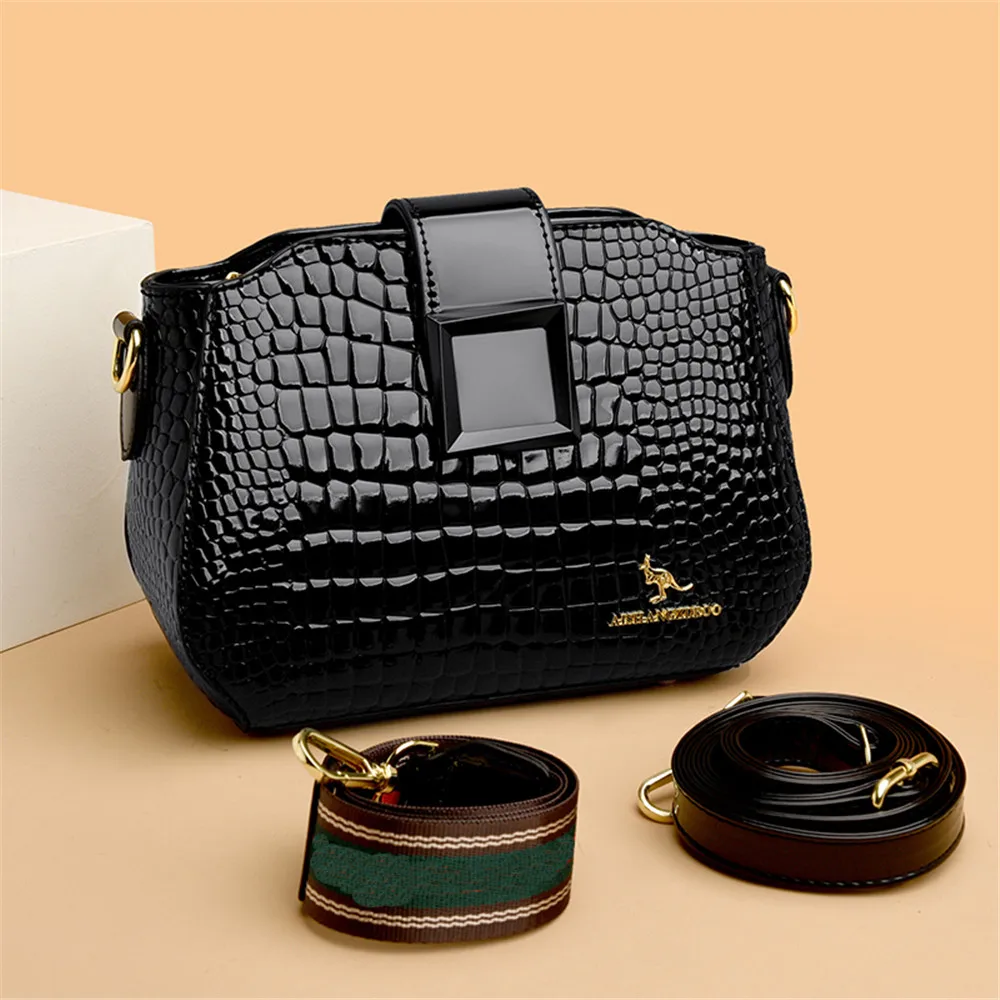 Quality Alligator Leather Crossbody Bag for Women Luxury Brand Handbag and Purses Designer Female Shoulder Messenger Tote Sac