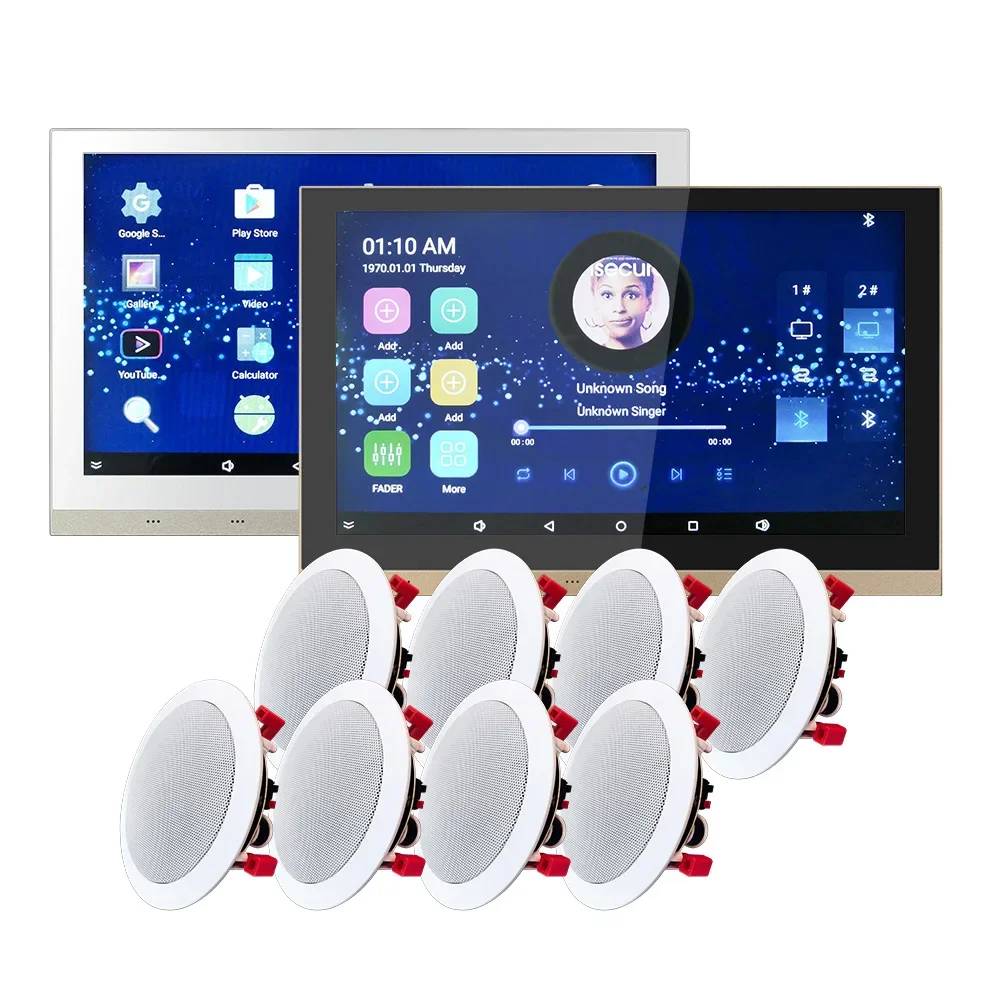 Android Screen Class D 8CH AMP Multi Room System Control 10inch 8*25W Speaker Amplifier Kit