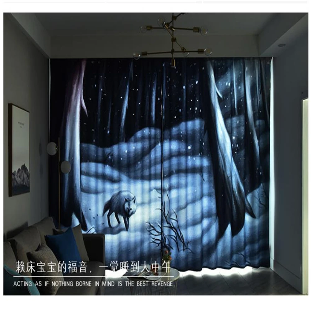 Fashion Customized 3D Curtains Simple curtains living room bedroom personality windproof soundproof full blackout curtain