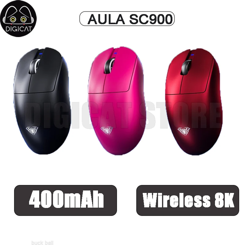 

AULA SC900 Pro Max Gaming Mosue 400 мАч Сменная батарея BT 2,4G Беспроводная скорость опрокидывания 8 кГц Низкая задержка E-Sport PAW3395/3950