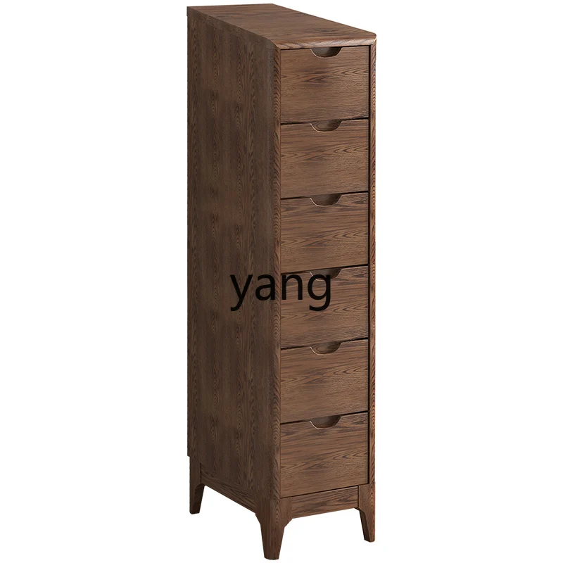 Yjq Solid Wood Small Apartment Ultra-Narrow Bedside Table Gap Storage Heightened Drawer Locker