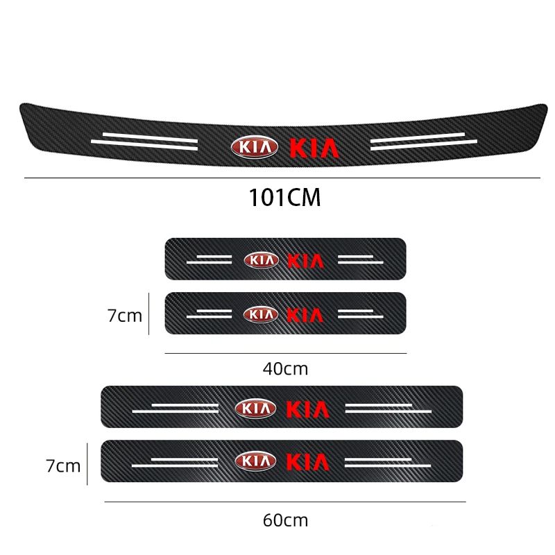 Car Door Threshold Strips Car Trunk Rear Bumper Protective Carbon fiber Leather Stickers For Kia Sportage Ceed Picanto Niro K5