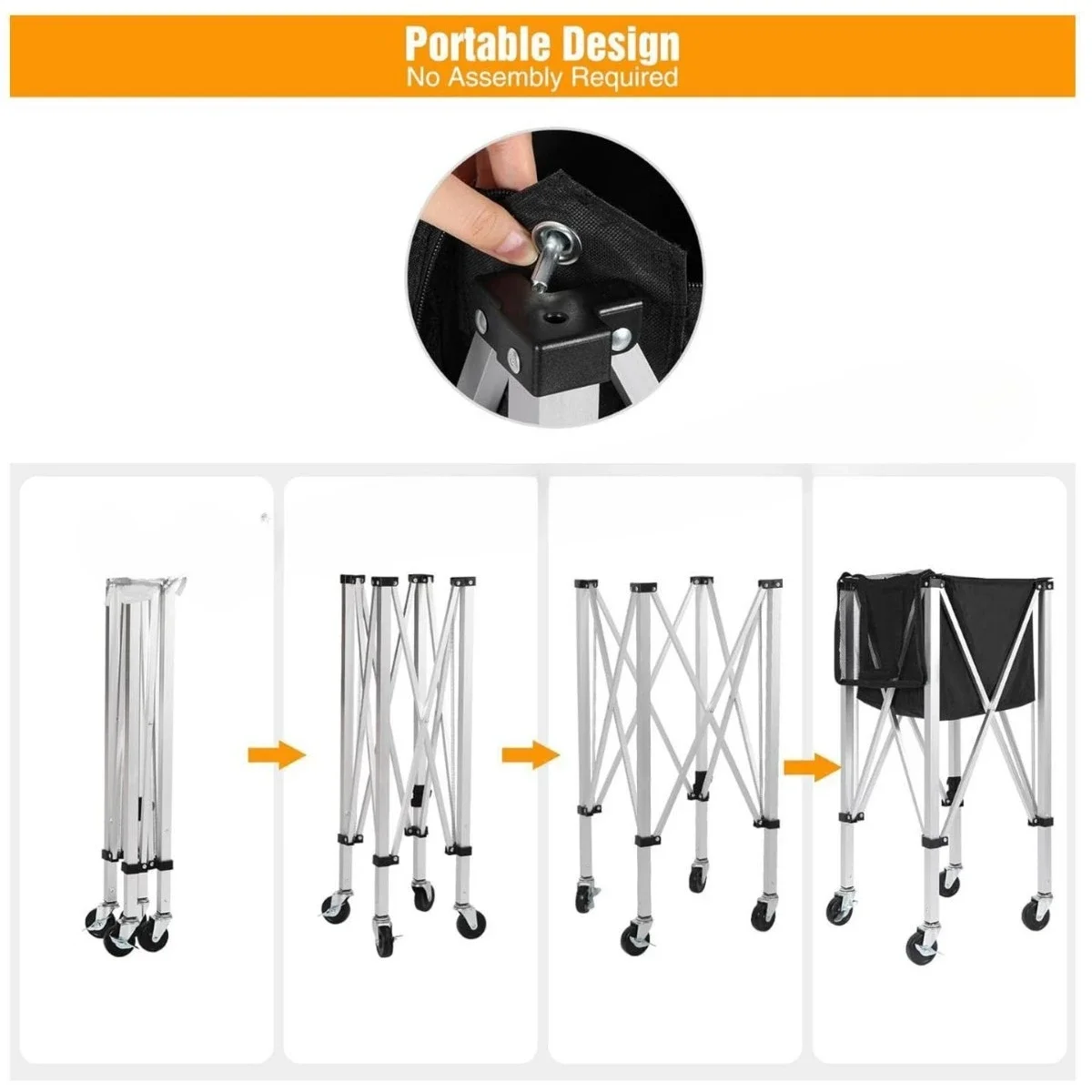 Foldable Tennis Cart Aluminum Mobile Portable Coach Cart Pick Up Ball Basket Tennis Basket Volleyball Cart