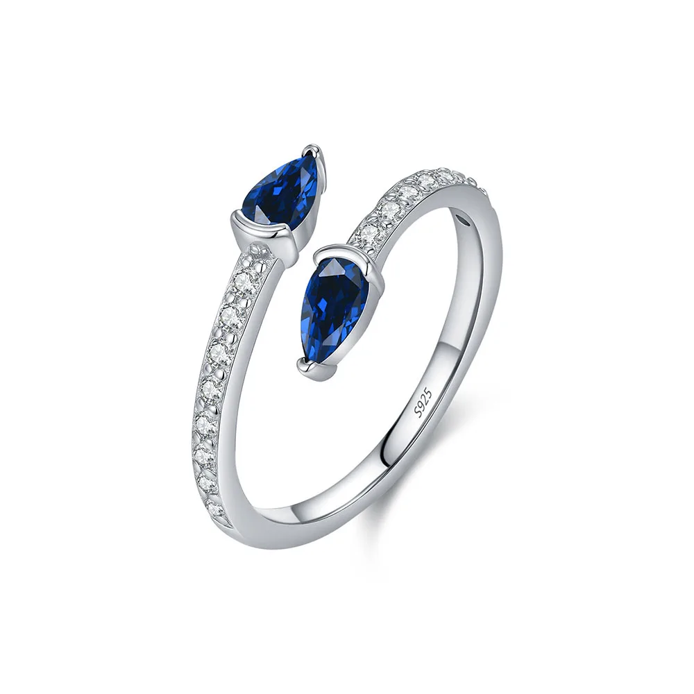 

Apexelle Brand Fashion Jewelry 925 Sterling Silver Rings Blue Zircon Open Adjustable Ring For Women Fine Jewelry