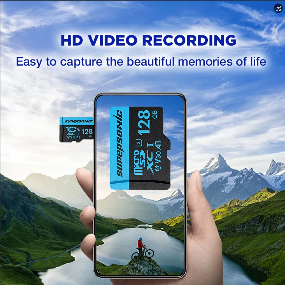 Original Supersonic Micro SD Card C10 32GB 64GB 128GB Microsd Memory Card A1 Flash TF Card for Phone&Surveillance camera